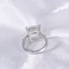 Transgems asscher قطع مويسانتي الدائري 14 كيلو الذهب الأبيض مركز 8ct 11x11mm fg color vvs moissanite خاتم الخطوبة للنساء Y200620