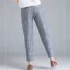 Pantaloni da donna estivi di nuovo arrivo Plus Size Pantaloni di lino in cotone a righe moda vita alta sottile pantaloni Harem casuali 10299 201106