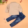 Designer Childrens Kleding Set Lente Herfst Jongens Gentleman T-shirt Jassen Jeans 3 stks Pak Outfit Kids Baby Jongens Kleding