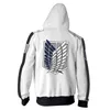 Anime Shingeki No Kyojin Cosplay Kostiumy Bluzy Bluzy Atakuj na Titan Hoodie Kurtka Zipper Hoody Wiosna Jesień Płaszcz W220221