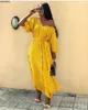 New Women Ruffles Tunic Drapped Vneck Three Quarter Sleeve Maxi Dress Bodycon Female Sexy Party Evening Long Dresses Vestidos T200613