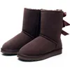 Heet verkoop AUS klassieke U3280 Half 2 Bow vrouwen snowboots strik warm houden korte winter Echt Leer Schapenvacht pluche laarzen Gratis overslag