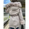 Bayan Kürk Yaka Yün Karışımları Mont Moda Ekleme Uzun Kollu Fermuar Kapşonlu Mont Tasarımcı Kış Kadın Yeni Rahat Sıcak Ince Giyim