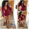 2019 Women Sexy V Neck Cotton Bodysuit Long Sleeve Romper Autumn Clothing Wear Sexy Slim Short Cotton Knitted Bodycon Jumpsuit T200116