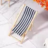 1:12 Mini Beach Lounge Chair Dollhouse Miniature Chairs Garden Decoration Furniture Folding Stripe Deck Chair DIY Home Decor