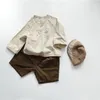 FM INS Korean Quality Styllish Kids Shorts Pants Spring Autumn Corduroy Cotton Front Buttons Girls Bottoms Children Unisex Trousers