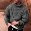 Mode hommes automne hiver torsion tresse tricot pull col roulé pulls pull