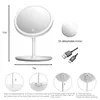 LED Makeup Mirror With Light Lamp With Storage Lighting Desktop Rotating Cosmetic Adjustable Dimming USB Vanity