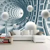Fundo da parede de papel fotográfico personalizado Stereoscopic 3D Círculo Bola Espaço Abstrato Mural Sala Sofa TV Wallpaper Design moderno