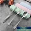 3Pc Set Portable Travel Tableware Set Stainless Steel Dinnerware With Box Kitchen Fork Spoon Dinner Set For Kid School Cutlery