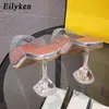 Eilyken New Bling Diamond Transparent PVC Pointed Toe Slippers Women Sandals Fashion Clear Crystal Cup Heel Wedding Party Shoes X1020