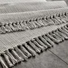 Nordischer Teppich aus grauer Baumwolle mit Quasten, gewebter Teppich, Schlafzimmer, Nachttischmatte, handgeknüpft, Wohnzimmer, Skandinavien 220301