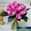 Roze zijde kunstbloemen rozenboeket voor thuis bruiloft decoratie stoffige roos nep bloem herfst tafel decor feestartikelen