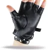 1 Pair Half Finger PU Leather Gloves Women Rock Punk Style Rivet Fingerless Black Gloves New Mittens Luvas