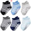 6 par/parti 0 till 6 ￥r Bomull Barnens antislip Boat Socks for Boys Girl Low Cut Floor Kid Sock med gummi Grips Four Season