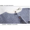 Long Baseball Kitted Cachemire Cardigan Pull Femme Automne Hiver Demi Col Roulé Brand New Casual Cardigans Bleu LJ201113