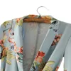 Mulheres de outono Floral Blazers vintage terno senhoras colarinho entalhado outwear feminino casaco casual sashes mangas compridas bolso casaco 201201