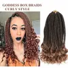 Goddess Box Braids With Curly Hair Synthetic Crochet Bohemian Hair Curly Ends Box Braid 24inch Boho Braided Hair Extension5422605