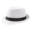 Sombreros de ala ancha Sol para mujeres Hombres Jazz Sombrero Transpirable Lino Top Al aire libre Rizado Paja Drop Elob22