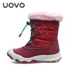 Uovo Kids Snow Boots Winter Girls Shoes Warm Children's Rubber Boots Mid-Claf Footwear Storlek #29-38 LJ201202