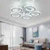 2020 3/5 Rings K9 Crystal LED Chandeliers Lighting Modern Chrome Plafon Lustre Luminaire Stainless Steel Ceiling Lamps For Kitchen