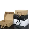 50pcslot whiteBlack Kraft Paper Present Box Children039S Shoe Box Portable Case Women Män Shoe 4 Size Custom LOGO12677524