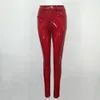 Haute Qualité Celebrity Brun Rouge Noir En Cuir Stretch Pantalon Sexy Mode Boycon Pant 201109