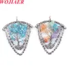 Wojiaer naturliga stenhängen för halsband Tree of Life Wire Wrap Chip Beads Retro 7 Chakra Crystal Handgjorda smycken Bo924