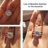 Couple Rings 2PCS Top Sell Luxury Jewelry 925 Sterling Silver Round Cut Large White Topaz CZ Diamond SONA Women Wedding Bridal Ring Set
