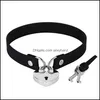 Hänge halsband hängsmycken smycken punk rock hjärtlås nyckelcirkel gotiska chokers kvinnor män pu läder spik nit krage choker halsband