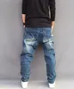 Mäns Jeans Splicing Denim Byxor Hip Hop Harem Mens Loose Baggy Trousers Högkvalitativa Joggers Street Style