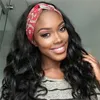 Partihandel Human Hair Headband Scarf Wig För African American Women Natural Color Machine Made Non-Lace Paryker Straight Wavy Curly