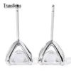 Transgems – boucles d'oreilles à tige en or blanc 14 carats, diamant Moissanite taille Asscher pour femmes, 4CTW 7MM Asscher 2ct chaque Moissanite F couleur Y2006302S