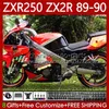 Fiere per moto per Kawasaki Ninja ZX2R ZXR250 ZX 2R 2 R R250 ZXR 250 89 90 Bodywork 84No.58 ZX2 R ZX-2R ZXR-250 1989 1990 ZX-R250 89-98 Full Factory Red Body Kit