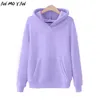 Herbst Lila Warme Damen Sweatshirt Mode Einfarbig Winter Fleece Pullover Tops Hoodie 201216