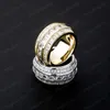 Pierścień hiphopowy dla mężczyzn moda hip -hop złota srebrna 3 rzędy bling sześcienne cyrkonia męskie lód biżuteria1339458
