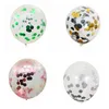 5 pièces/lot 12 pouces confettis ballon en Latex décoration de mariage décoration de fête d'anniversaire de douche de bébé rond Transparent grands ballons boule de décor de noël HY0354