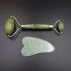 2 em 1 rolo verde e ferramentas gua sha definidas por massageador de raspador de jade natural com pedras para o pescoço de face traseiro e a mandíbula GDDHSER6461527