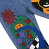 Womens Cartoon Printed Jeans Atumn Winter Girls Harem Pant Trousers Single Breasted Plus Size Female Hight Midje denim Jean 210222