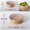 Pillar Shape Salad Bowl With Lid Clear Disposable Packing Boxes Food Storage Case Kraft Paper Fruits Vegetables Snacks Lunch 0 48jf G2