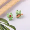 Lovely green frog Brooch guitar couple clothes collar pin Trinket Brooch silicone Badge Medal