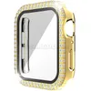 Titta p￥ fodralet med h￤rdat glasskydd som ￤r l￤mpligt f￶r Apple Watch Protective Bumper Screen Protector Shell PC Shell Iwatch Double Diamond