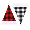 크리스마스 장식 격자 무늬 모자 창조적 인 산타 클로스 모자 흑백 격자 무늬 성인 모자 크리스마스 모자 W-00373