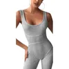 Solid Colour Summer Rompers Womens Jumpsuit Sexy Bodycon Sport Bodysuits Sleeveless Knitted Playsuits combinaison femme D30 T200704