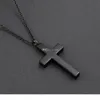 CMJ9848 Black Stainless Steel Slim Cross Cremation Urn Jewelry necklace Mens Keepsake memorial pendants for ashes6516152