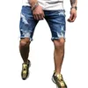 Men Fashion Blue Denim Ripped Shorts Jeans for Outdoor Street Wear1268f