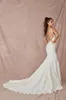 Autumn V Neck Wedding Dresses Backless Sweep Train Mermaid Wedding Dress Custom Made Simple Beach Bridal Gowns