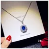 Colliers Pendants pour femmes Solid 925 Silver Sapphire bleu cubique zircone luxe fin bijoux claviculaire chaîne de haute qualité Q05317474980
