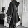 Vintage hoodie kvinnor streetwear överdimensionerade tröja punk långärmad tröjor koreanska 2021 grunge plaid splice hoody 220210