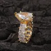 10CT Duży symulowany pierścień diamentowy Vintage Moda Biżuteria Unikalny Koktajl Gruszka Cut Biały Topaz Gemstones Zaręczyny ślubne Pierścionki dla kobiet